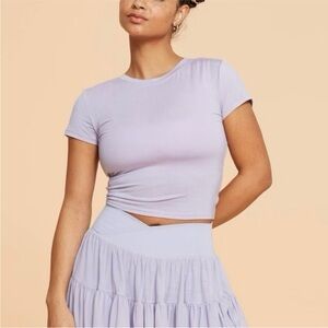 blogilates | reversible bow back short sleeve tee lilac purple